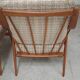 Pair of Boomerang-style armchairs in ecru beige fabric, 1960s.