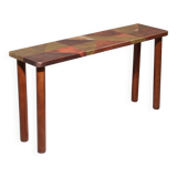 Console en cuivre et hêtre teinté Lorenzo Burchiellaro, Italie, années 1960