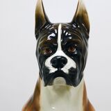 Life-size boxer dog statue in majolica, glazed ceramic, Italy, 1970s.