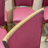 Suite of 6 chairs in beech and skaï