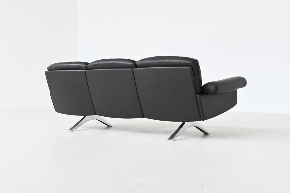 Canapé 3 places De Sede modèle DS-31 en cuir noir, Suisse 1970