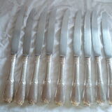 Set of 9 table knives in met. silver style louis XV "shell"