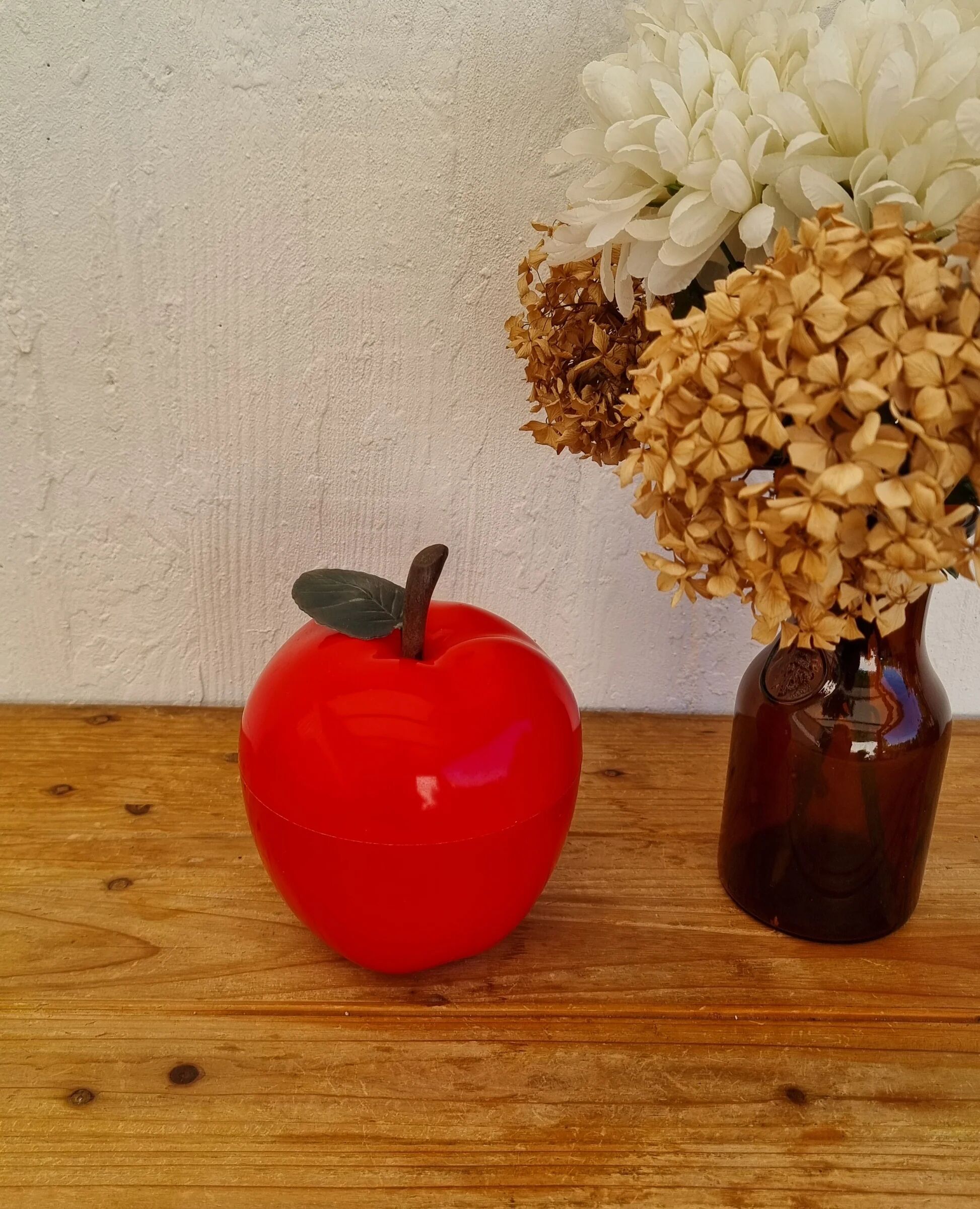 Seau à glaçons vintage pomme rouge pop années 70