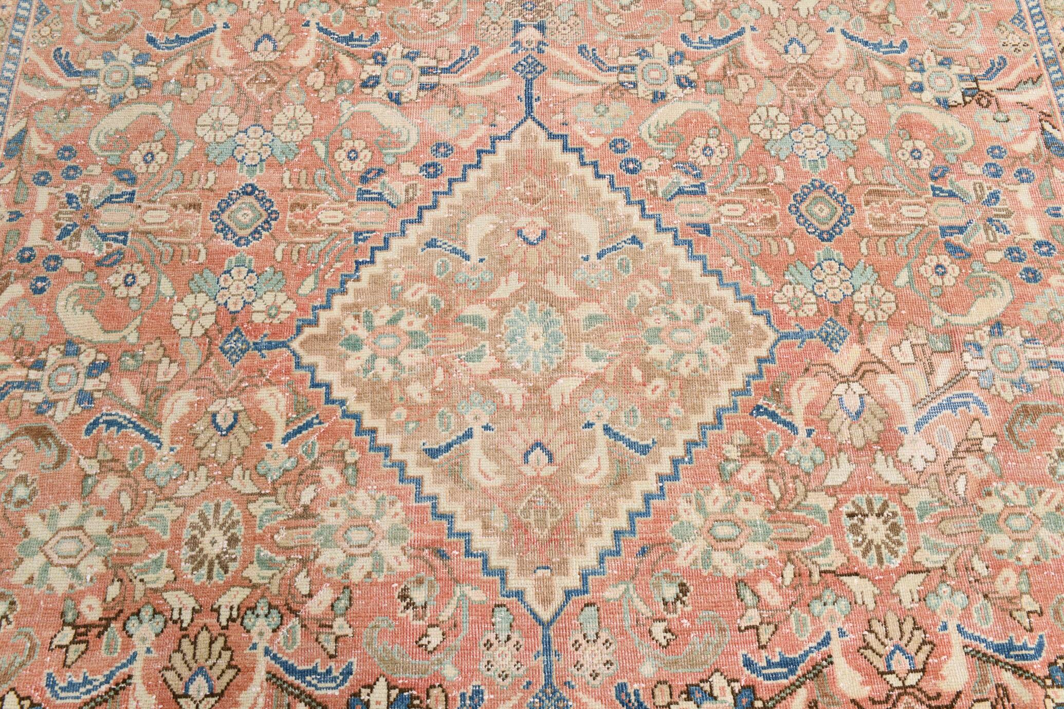 Pink Elegant Decorative Vintage Persian Rug For Living Room, 284x393 Cm