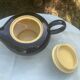Teapot and milk jug We Two in vintage black and yellow ceramic