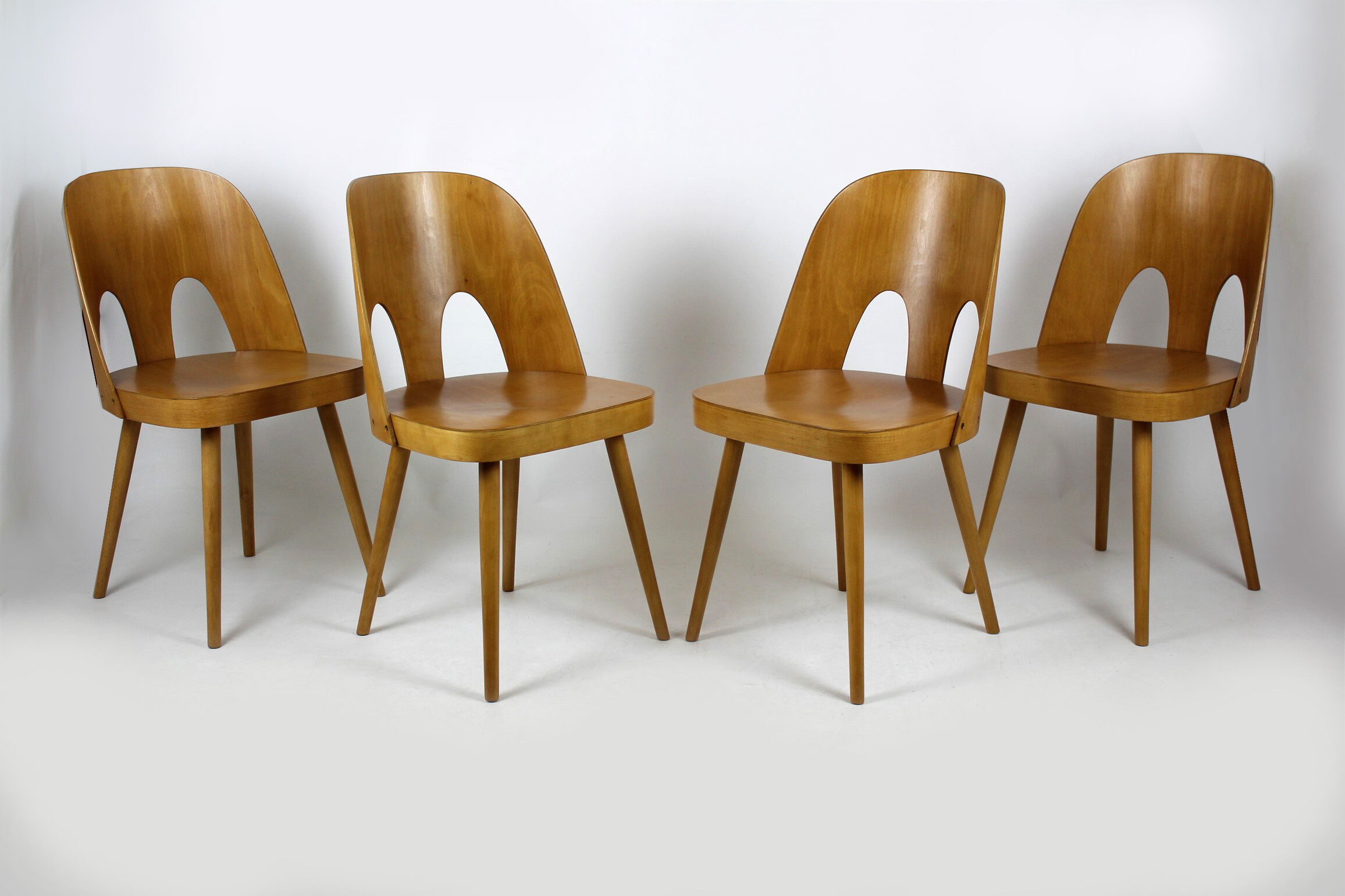 Wooden chairs by oswald haerdtl for ton (thonet), 1960s, set of 4