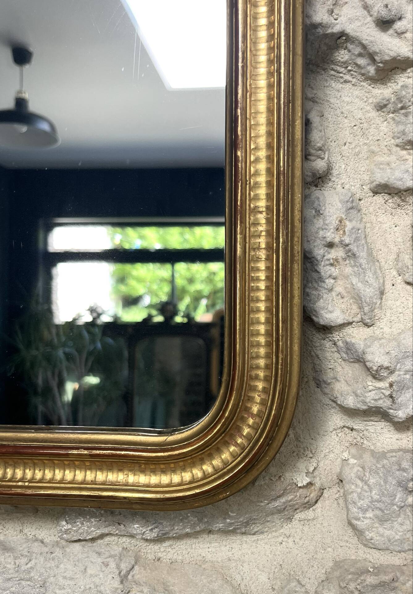Louis-Philippe mirror gilded with gold leaf 37.5/31.5cm mercury glass