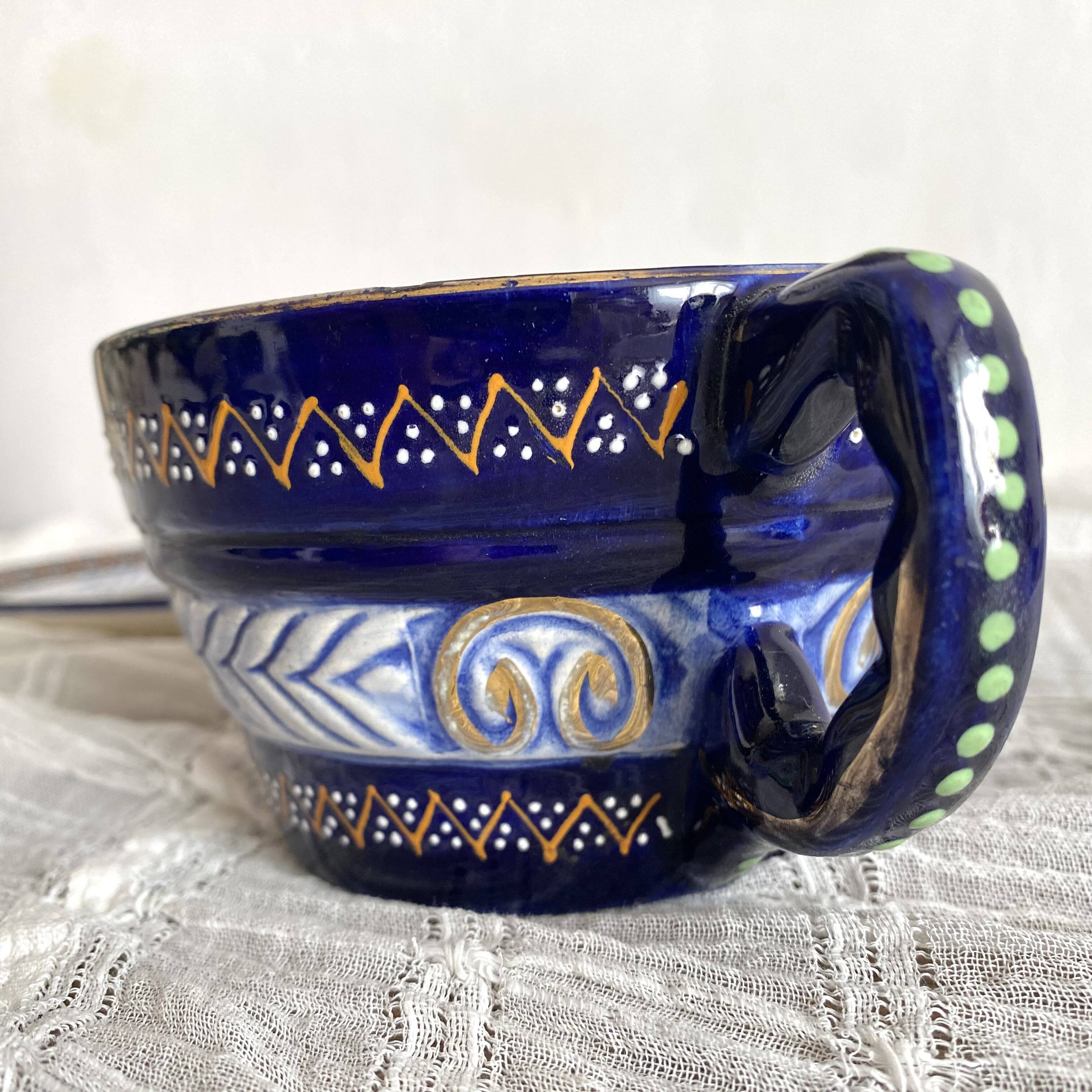 Large HB Quimper cup with saucer