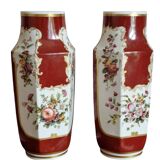 Duo of 19th century vases in Paris JP porcelain