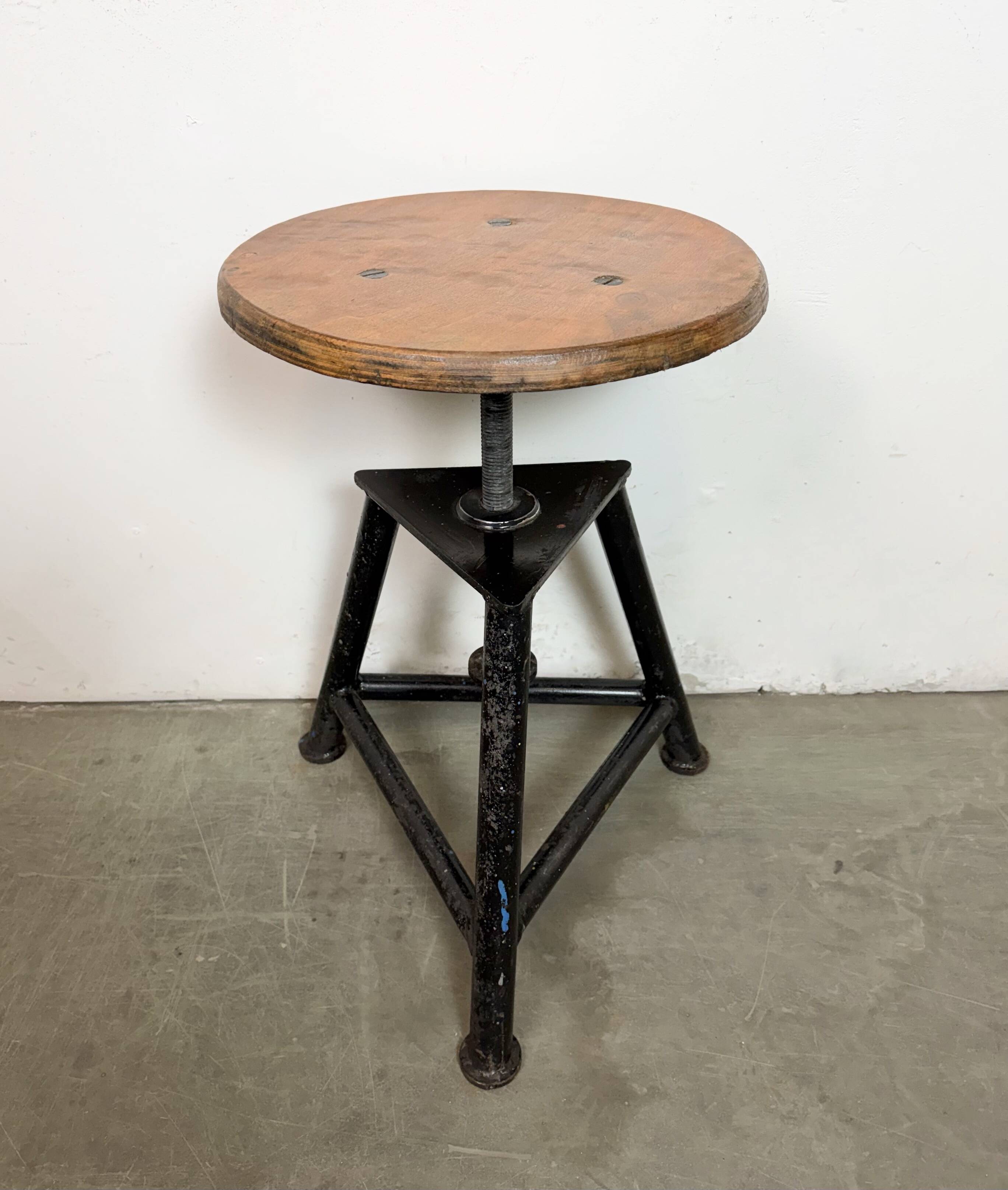 Black Industrial Workshop Swivel Stool, 1960s