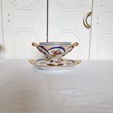 Tasse et soucoupe en porcelaine reproduction de sèvres décorées à la main par m.carpezat pour limoge