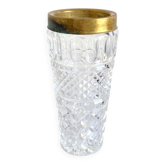 Crystal vase with brass rim