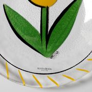 Kosta Boda Vintage Glass Plate: Yellow Tulip Design, Ulrica Hydman Vallien