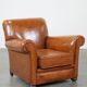 Cognac-colored antique sheep leather armchair