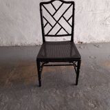 Chaise chippendale en bois laqué noir imitant le bambou, Jonathan Adler
