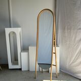 Miroir sur pied en bambou et rotin H:1m80