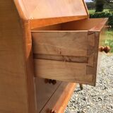 Vintage secretary desk, known as donkey's back, in cherry wood, Italian by Marelli & Fratelli.