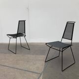 Set of vintage postmodern metal accent chairs by Rolf Rahmlow, 1980s.