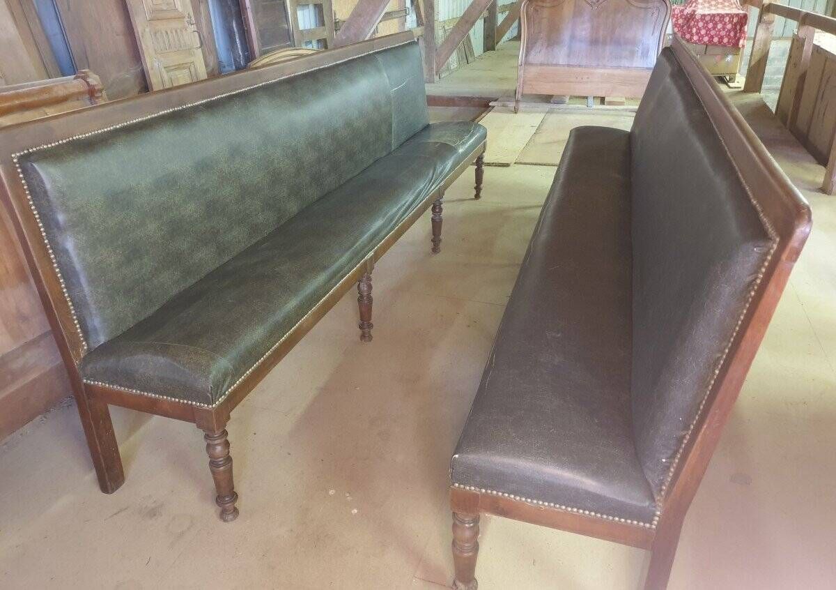Elegant Pair of Long Café Benches - Early 20th Century