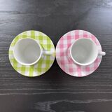 Pair of Vichy decor cups