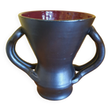 Red and black vase vintage ceramic Jean Austruy 1950s 1960s