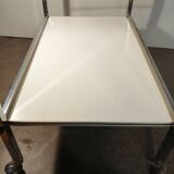 Chrome and white server with folding sides, vintage, 1970