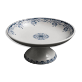 Ancienne coupe sur pied Sarreguemines Mignon faience bleue vintage