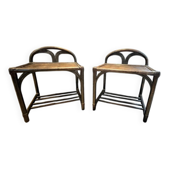 Rochebobois vintage rattan bedside tables