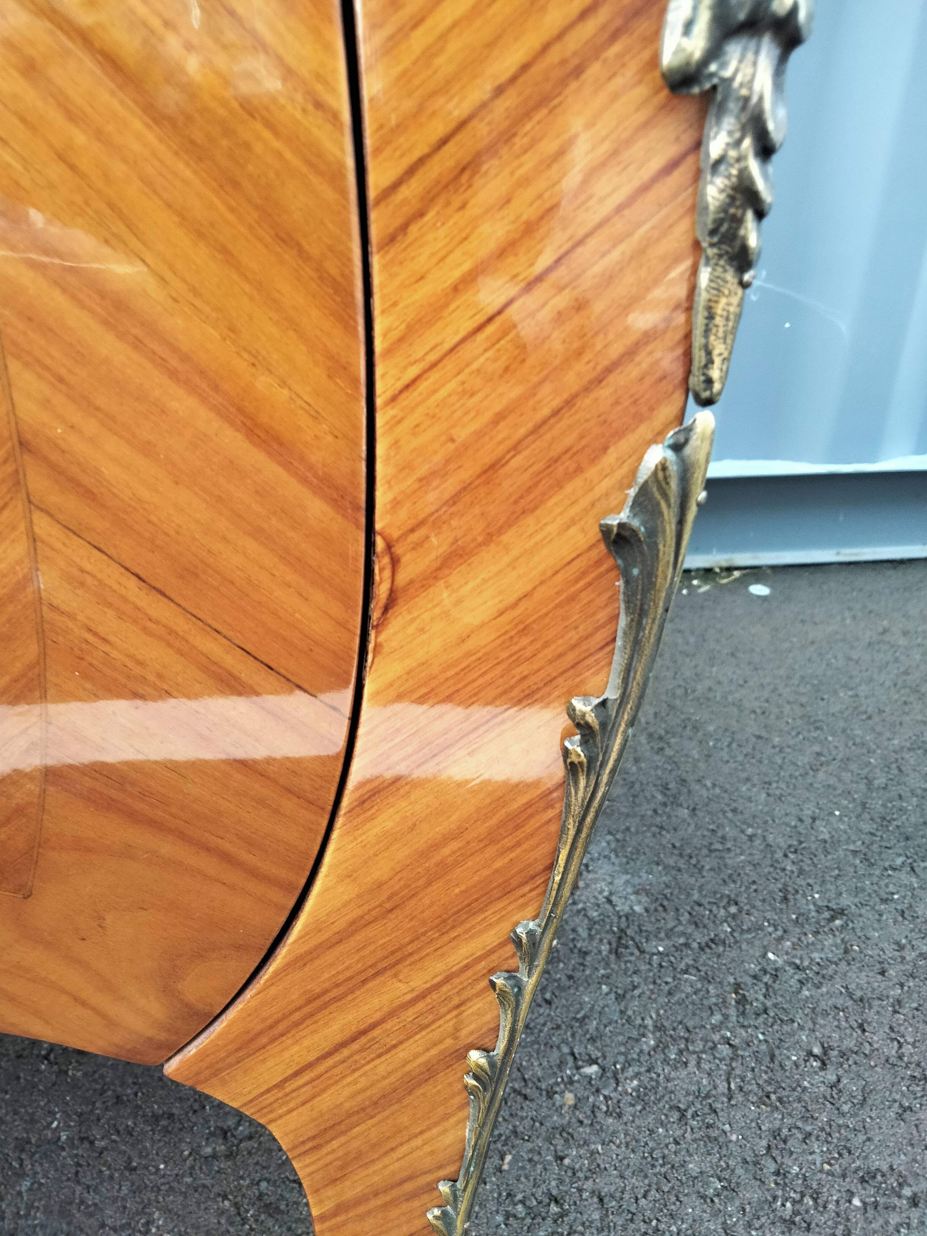 Old style chest of drawers Louis XV marquetry marble top