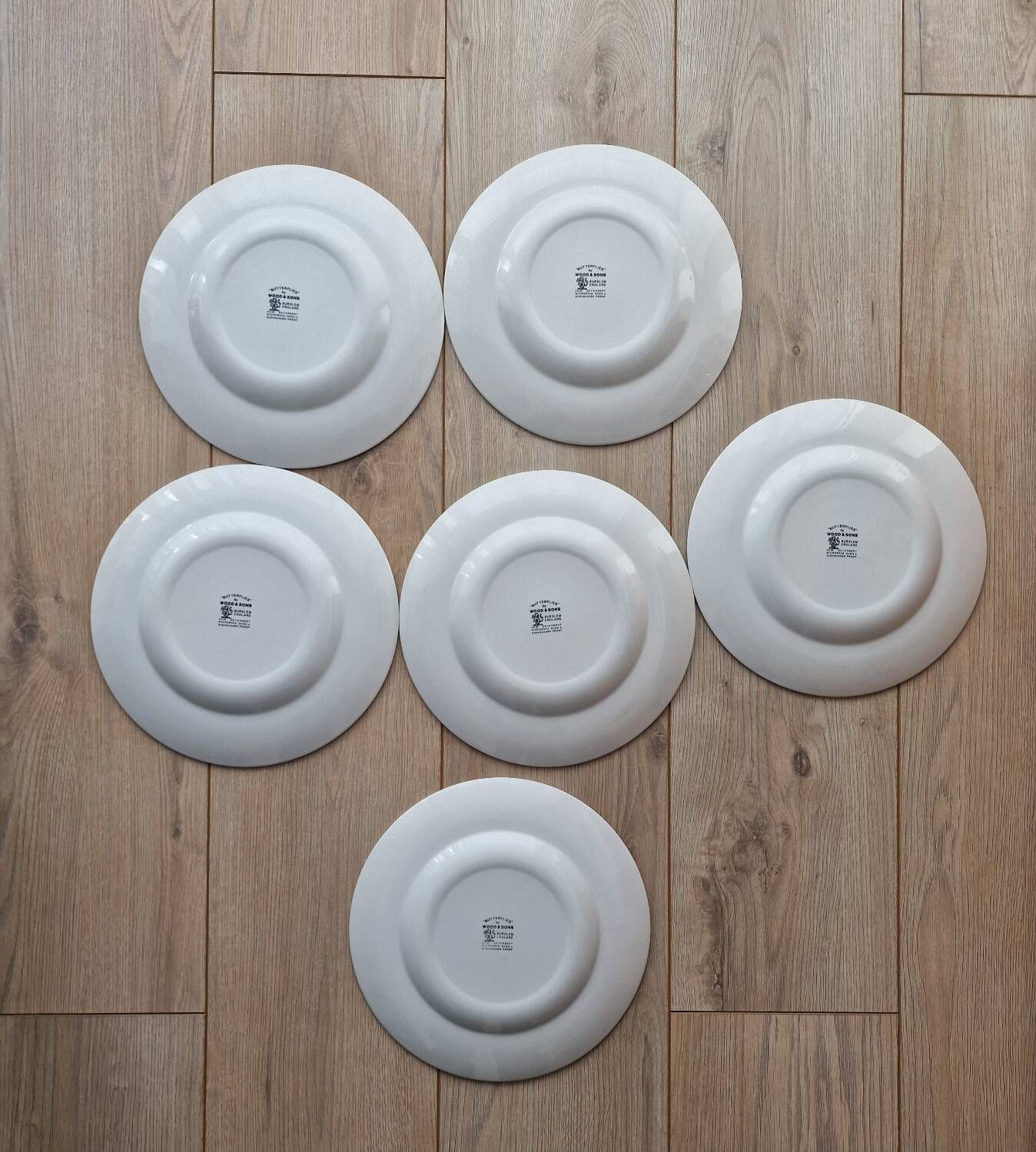 Set of 6 “Butterflies” dinner plates by Wood & Sons Burslem England