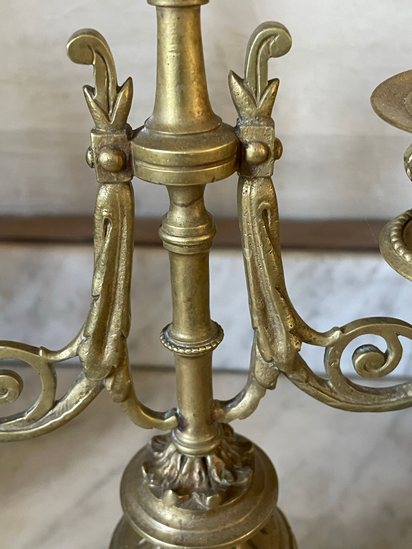 Pair of gilded bronze candlesticks in the Napoleon III style.