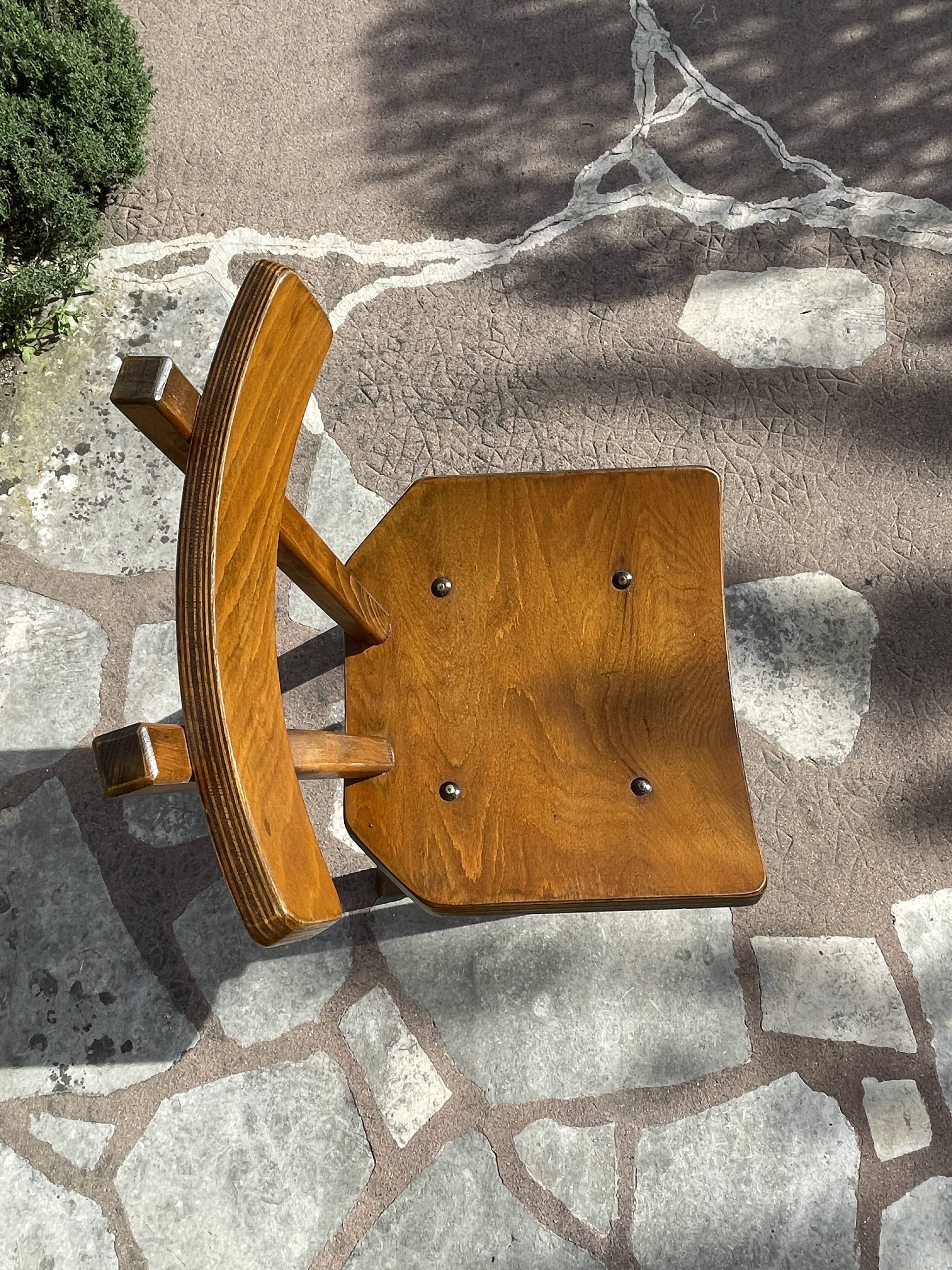 Set of 6 vintage chairs "Brutalist" in elm, 1950