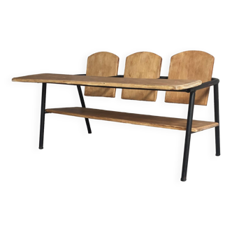 Banc ou pupitre enfant 3 places - mobilier scolaire vintage 1950