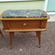 Set of 2 black white marble wood bedside tables with compass legs