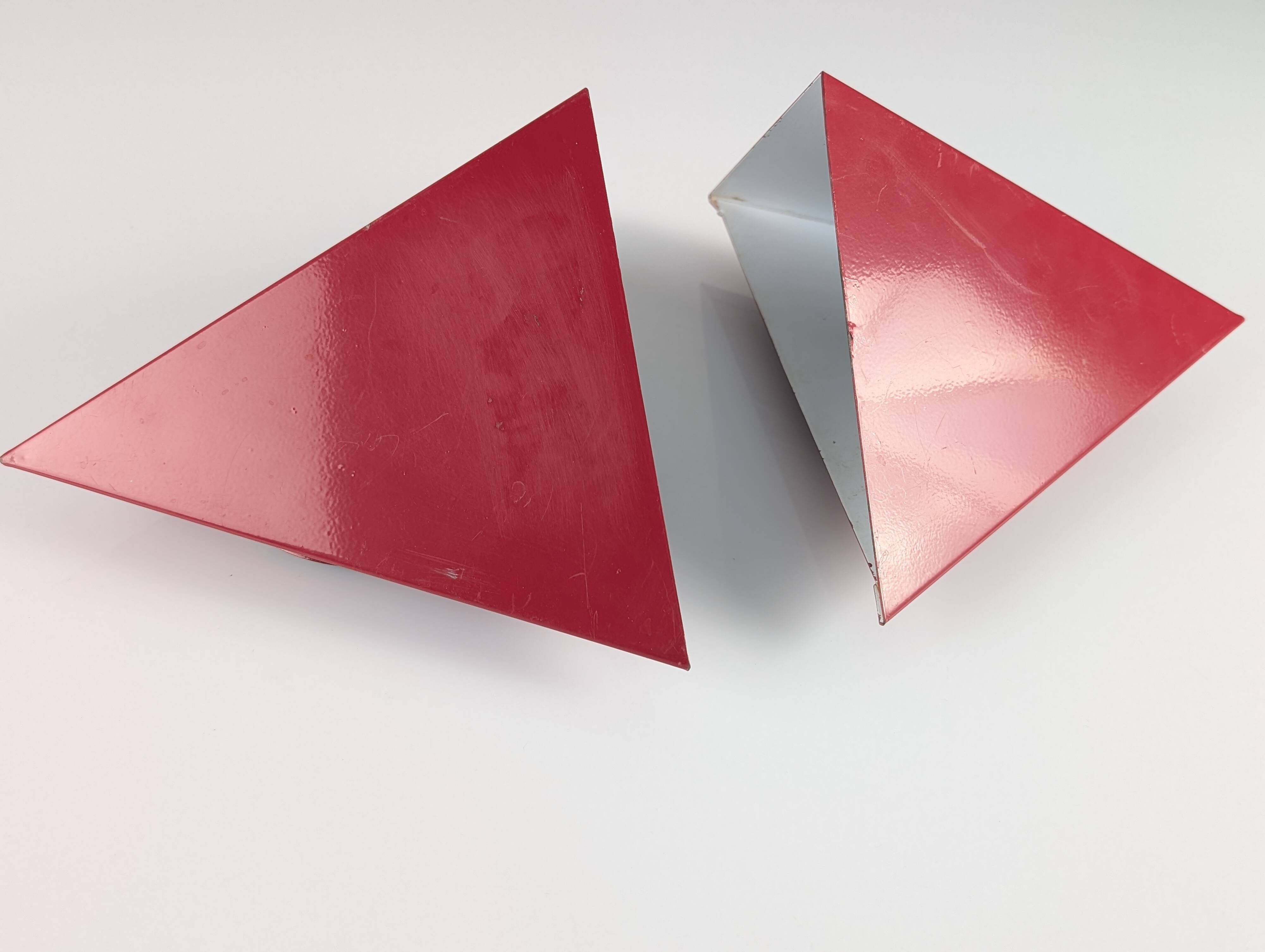 Geometric Red Metal Wall Sconces, 1970s