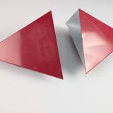 Geometric Red Metal Wall Sconces, 1970s