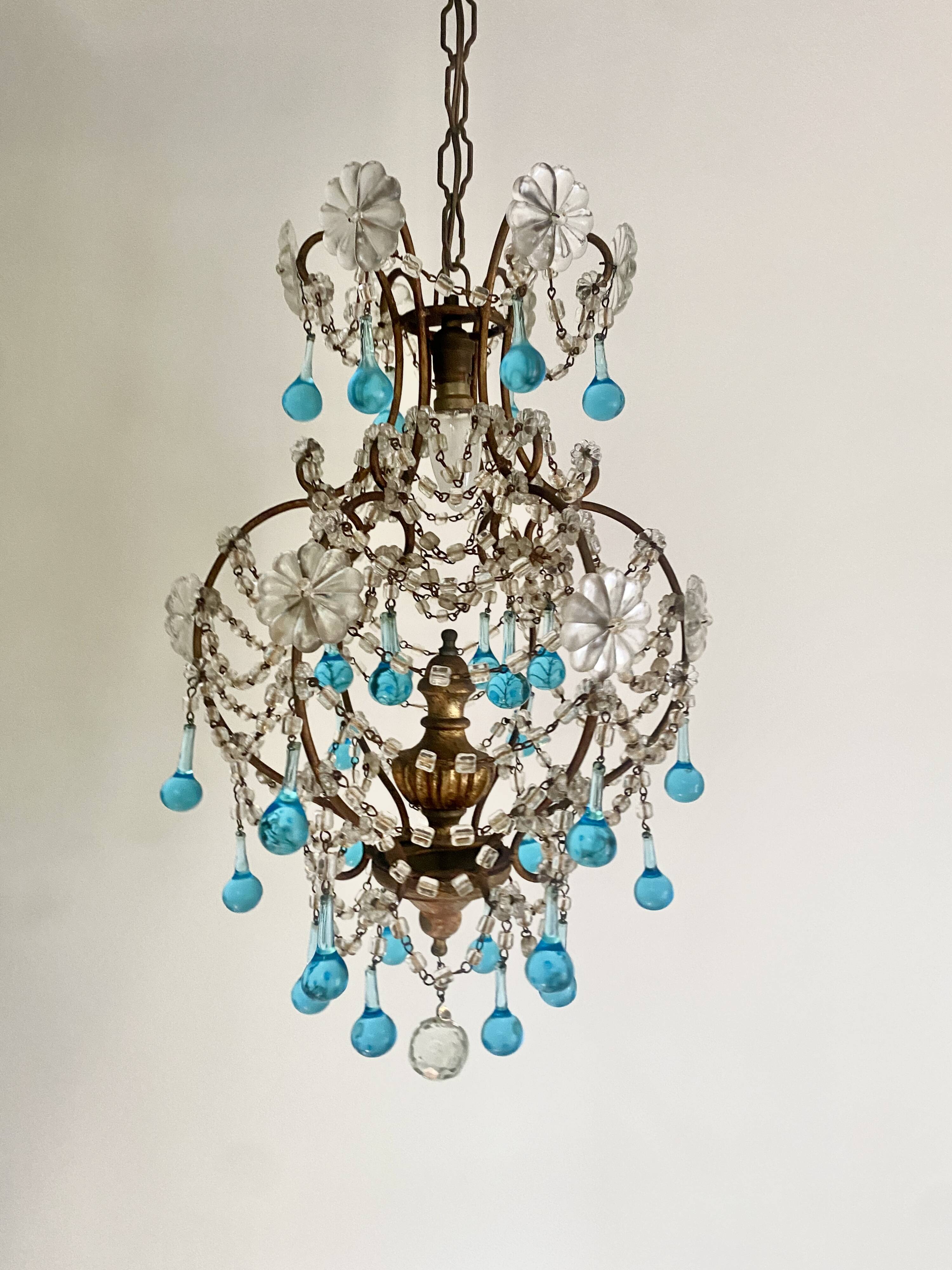 Old crystal pendant chandelier