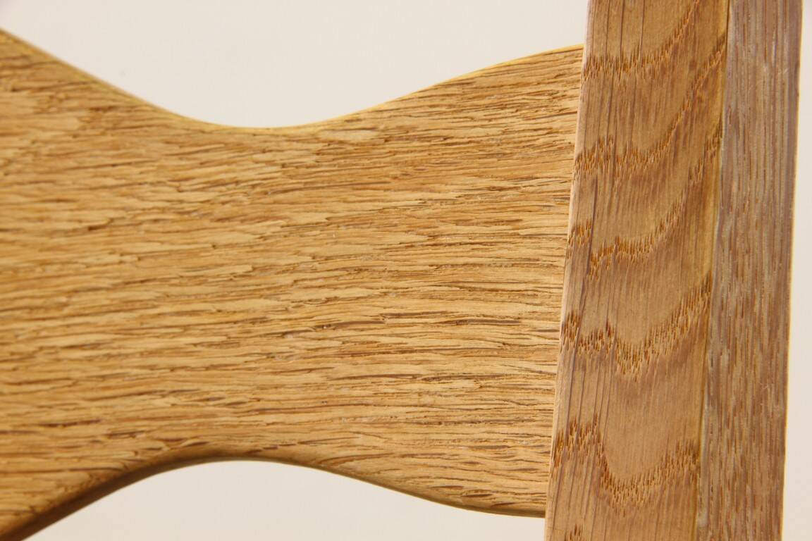 Vintage 1960s brutalist Danish modern oak dining chairs in the style of Henning Kjærnulf