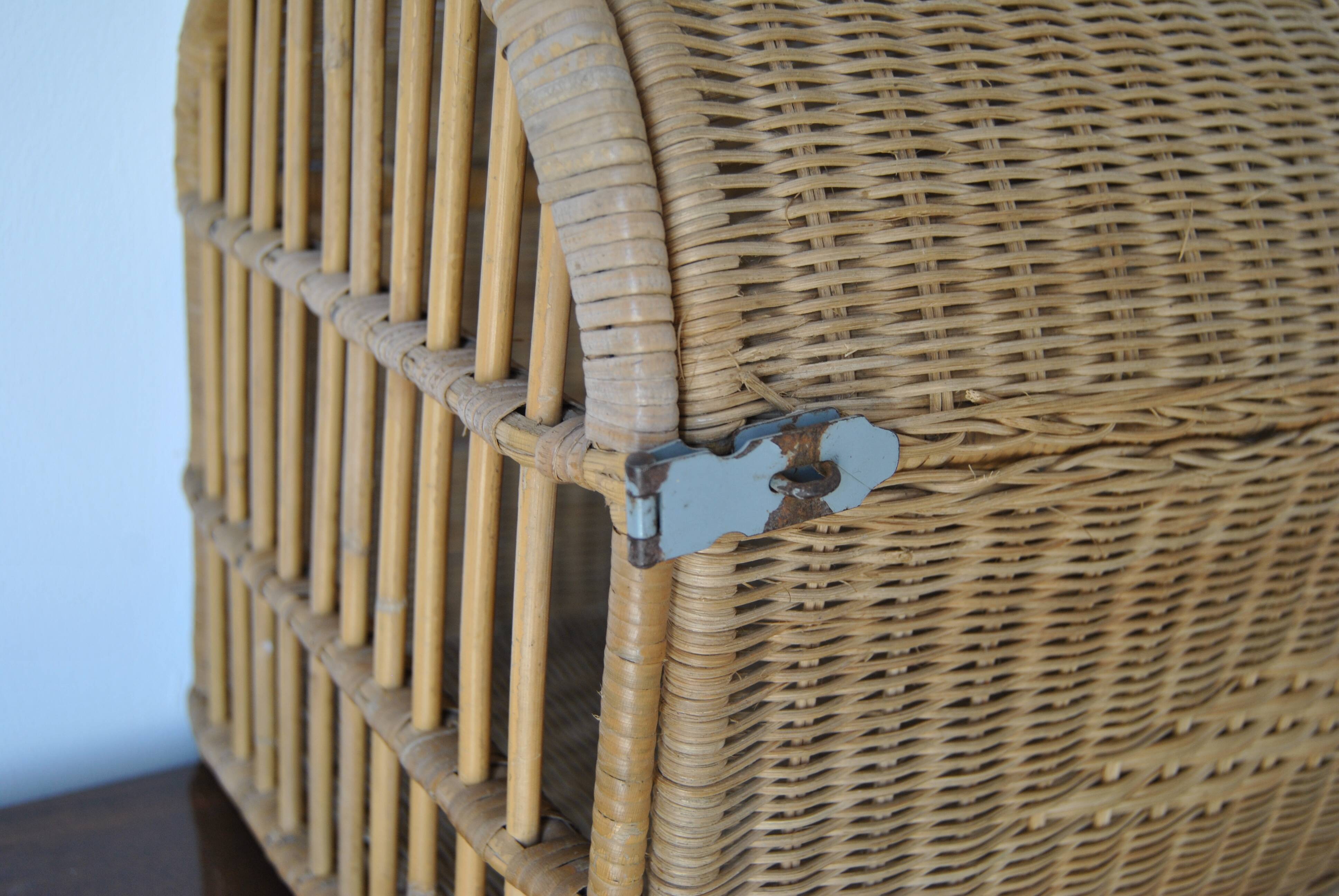 Wicker/rattan cat cage - 1970s