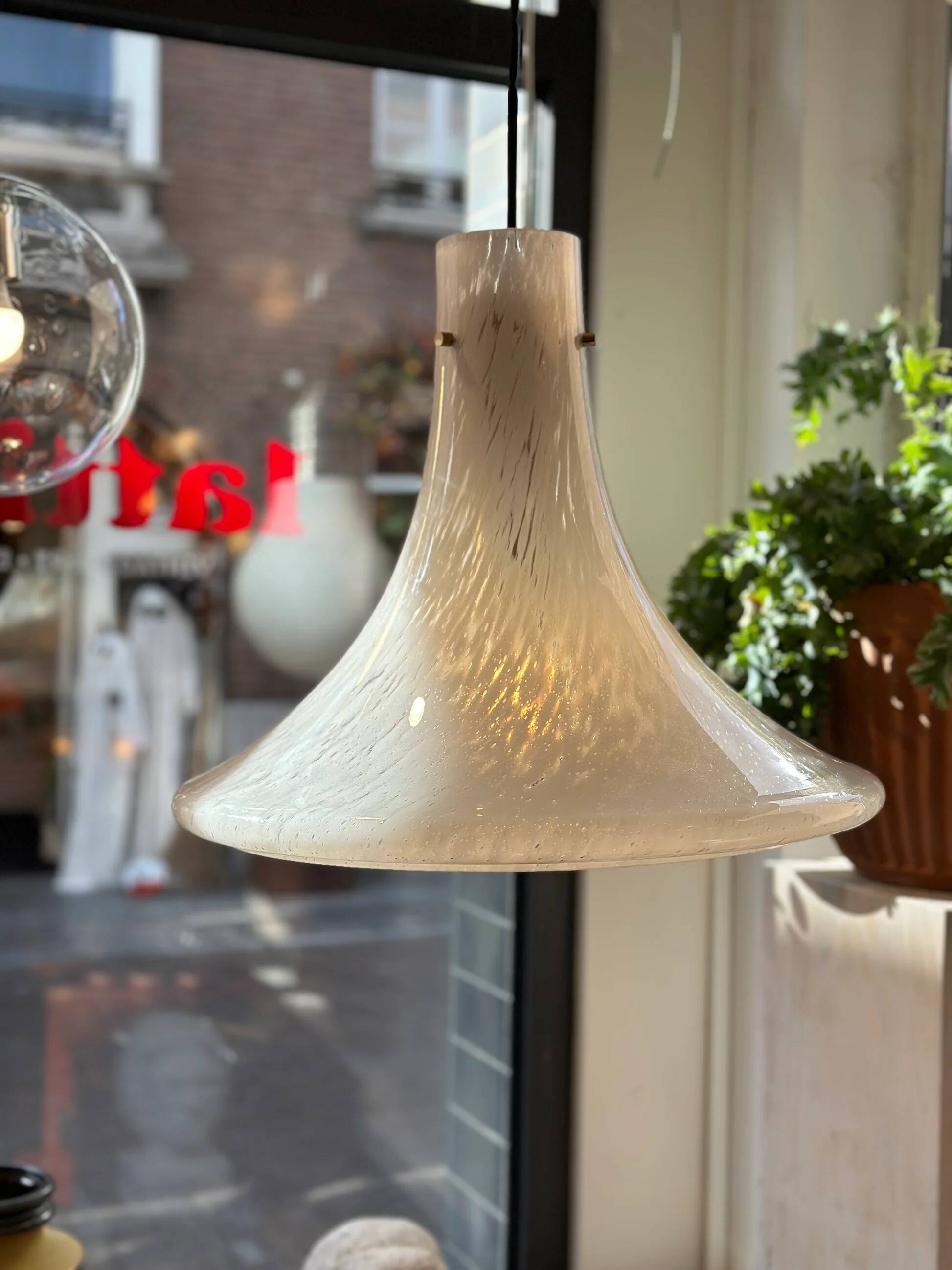 Rare Glashütte Limburg “Trumpet” pendant lamp – 1970s