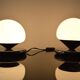 Vintage floor lamp from the 80s Swiss design in marble /opaline glass