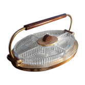 apero art deco tray, mould glass, wood and golden aluminum, mirror