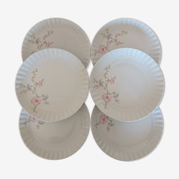 Assiettes en porcelaine motif fleurs pastel