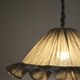 Suspension Emilia, pleated lampshade with frills, grey stripes.