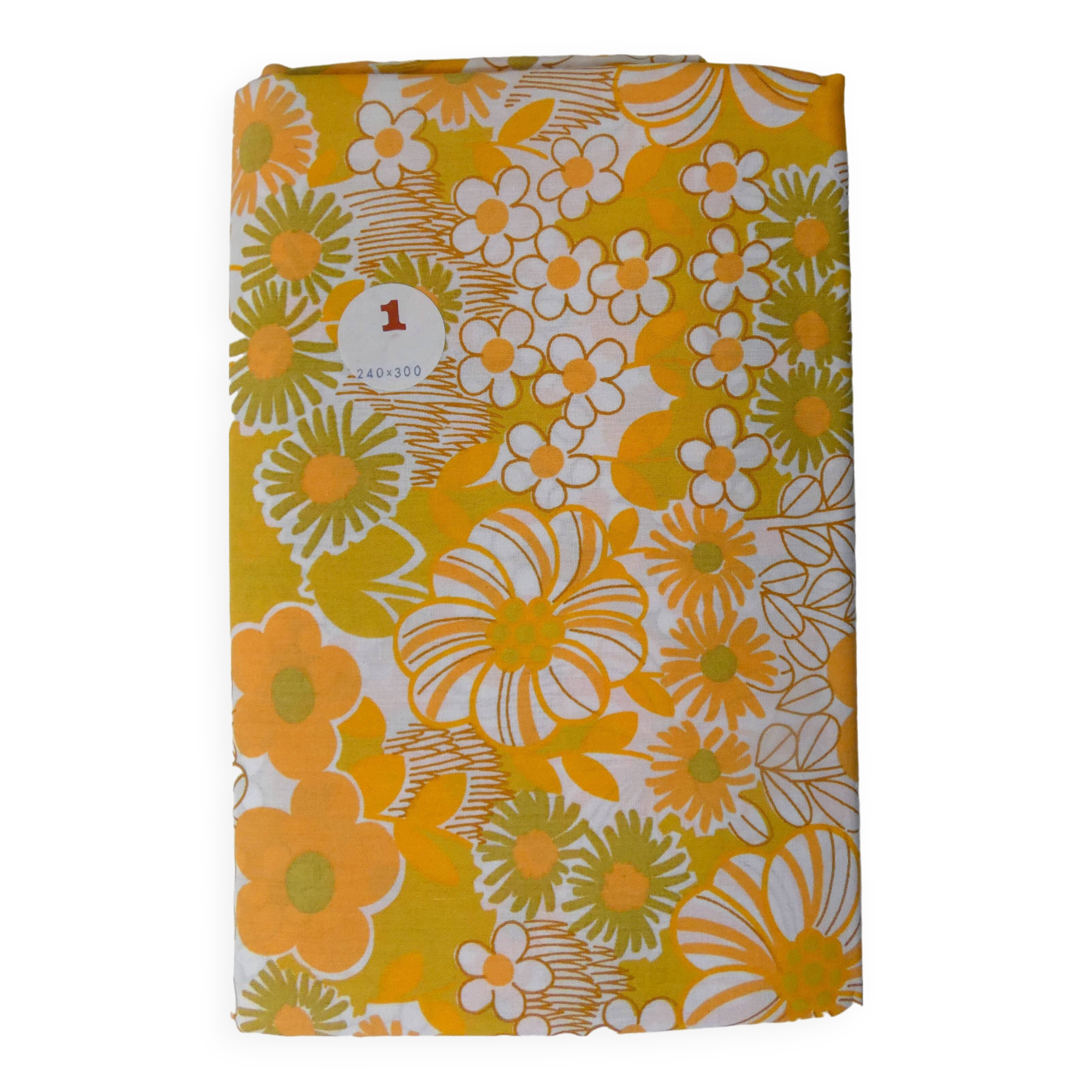 New sheet from the 70s orange flowers 240x300 vintage