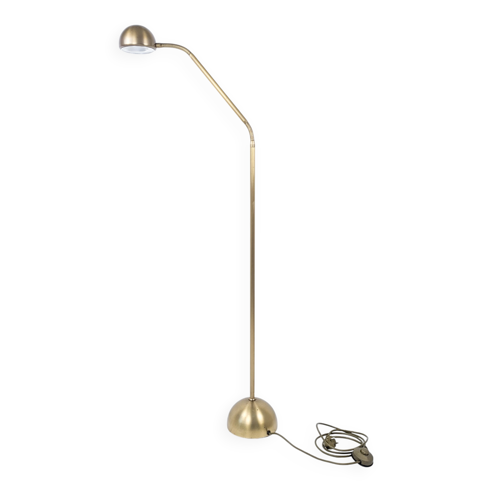 Lampadaire vintage Hustadt à 2 têtes flexibles, laiton mat