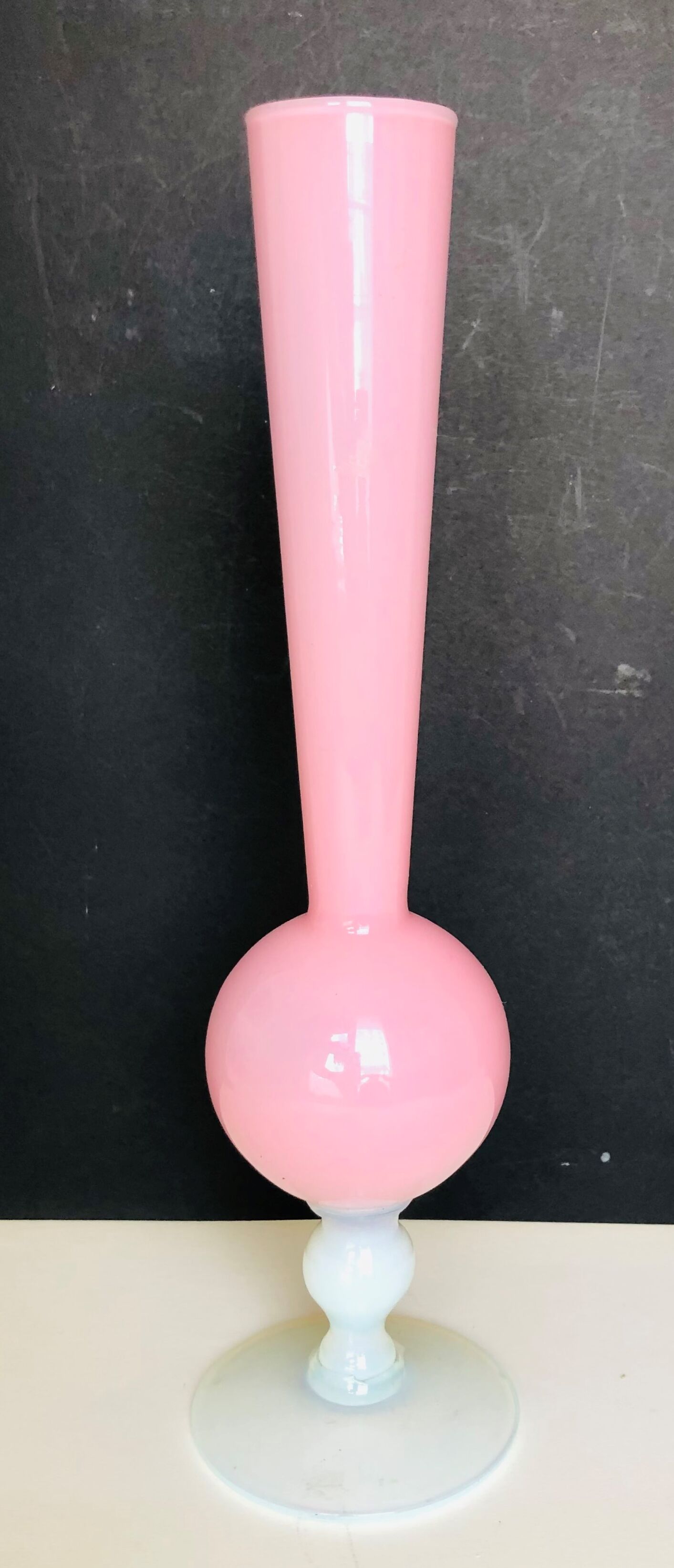 Pink and white opaline vase