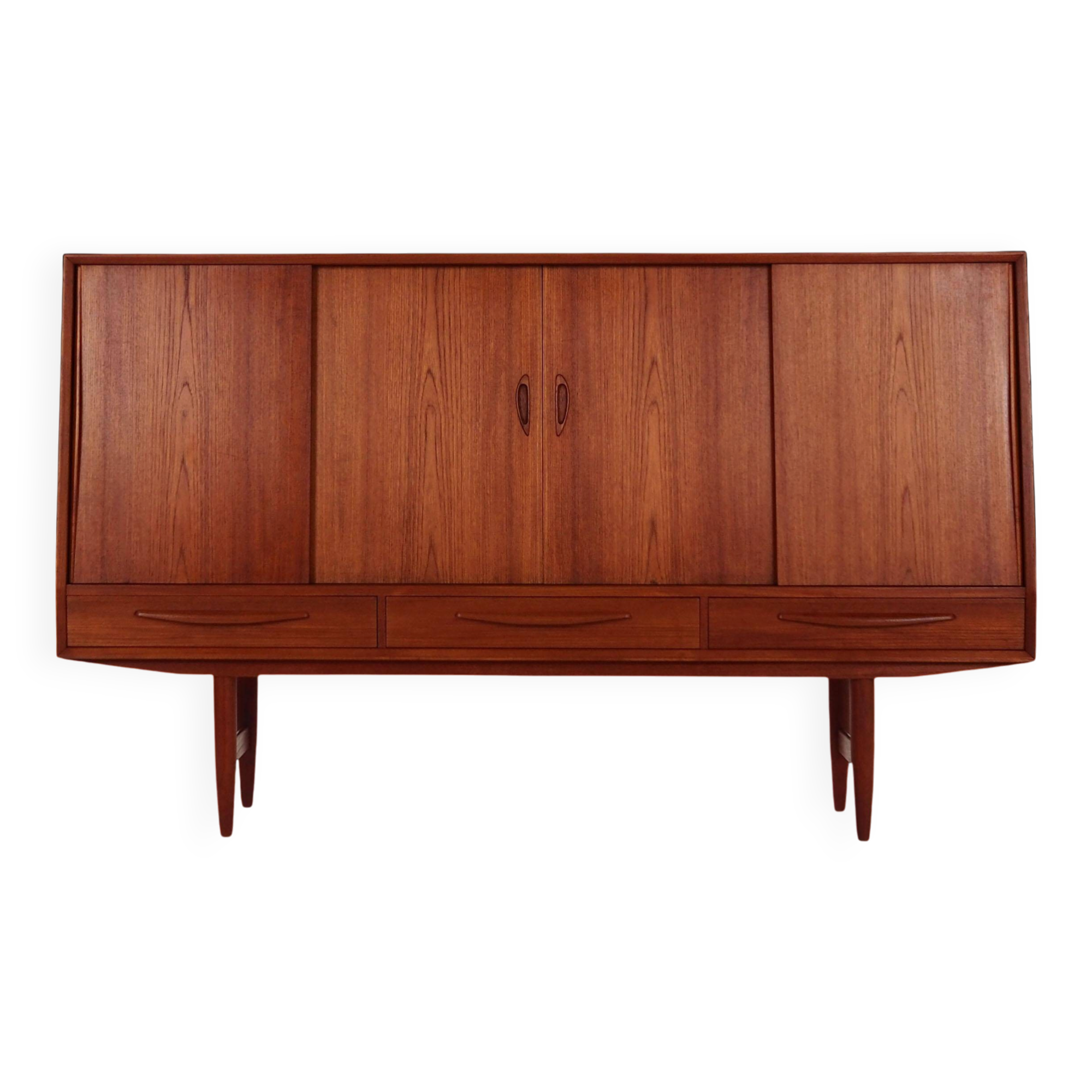 Teak highboard, Danish design, 1970s, made in Denmark
