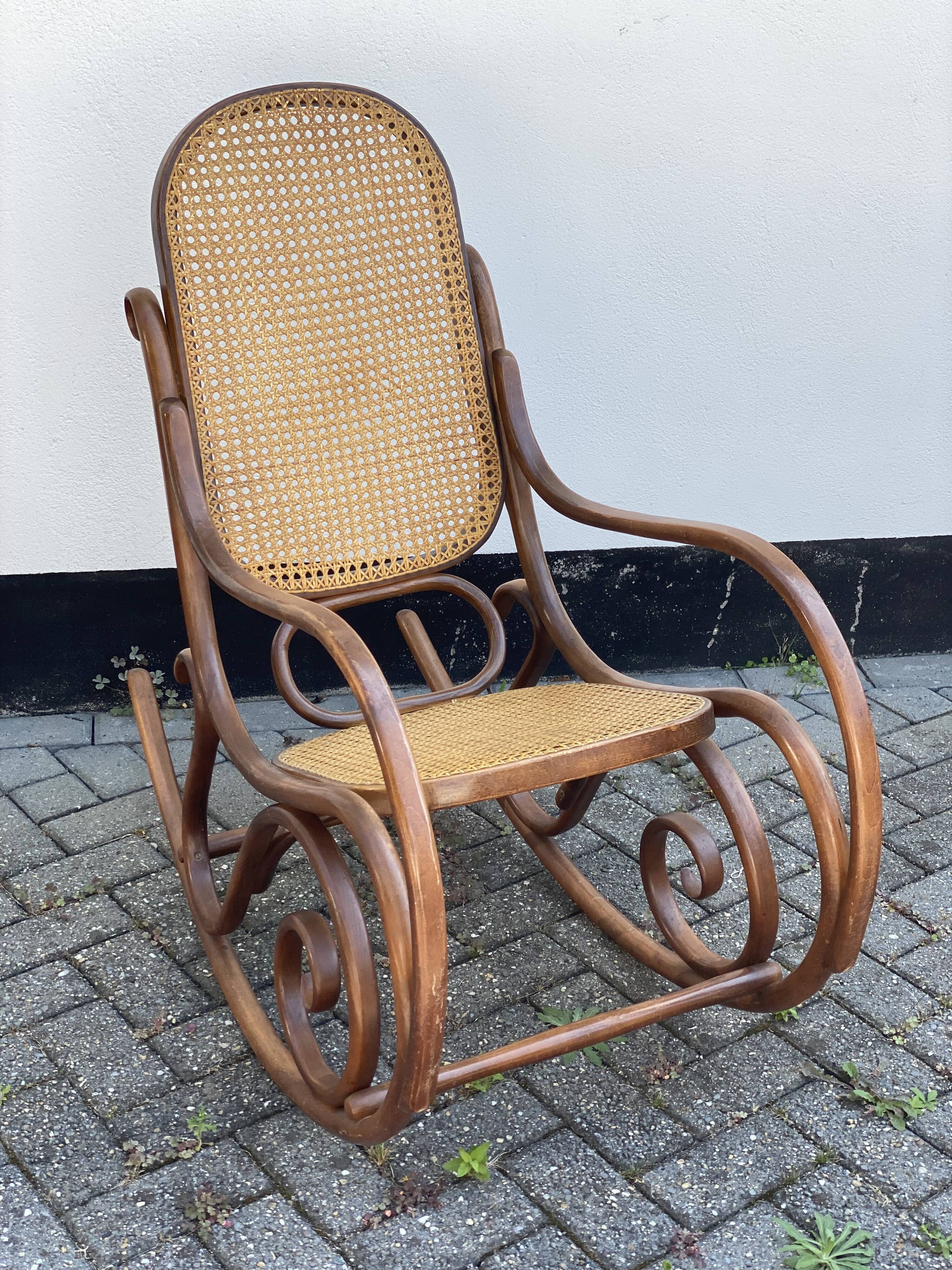 Bentwood & cane cane rocking chair