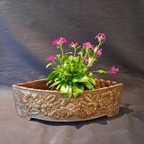 Art Nouveau Cachepot Planter in Marquise Shape with Floral Decoration in Lai